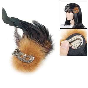   Faux Fur Detail Party Mask Safety Pin Brooch for Ladies Jewelry
