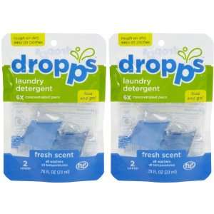  Dropps Laundry Detergent Pacs, Fresh Scent, 2 ct, 2 loads 