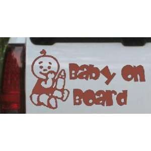 Baby On Board (Boy) Car Window Wall Laptop Decal Sticker    Brown 20in 