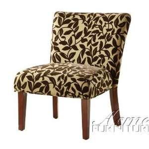    Accent Chair with Wooden Legs in Leaves Pattern
