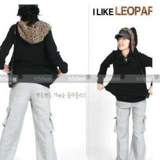   Hoodies Leopard Sweatshirt Top Outerwear Parka Coats Long O  
