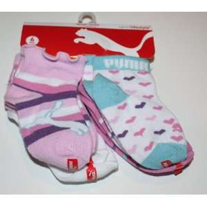 Puma Girl Baby/Infant Socks 6 Pair Size 12 24 Months   Multi Color 