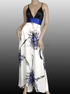 Alisa Pan Sexy Water Colour Print White Long Evening Prom Gown 09085 
