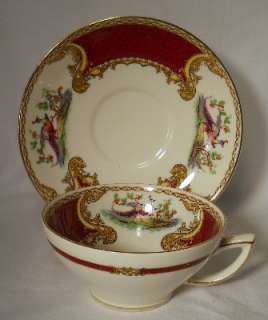   Staffordshire china CHELSEA BIRD RED 2380 Cup & Saucer Set crazed