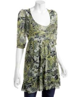 Sweet Pea green floral paisley mesh scoopneck tunic   up to 70 