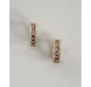 Tia Collections diamond and mocha diamond small hoop earrings