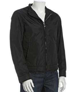 Zegna black nylon zip up windbreaker jacket  