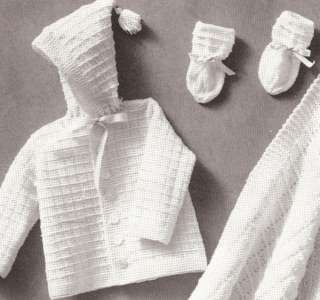 Baby Hooded Sweater Set Blanket Boots Knitting PATTERN  