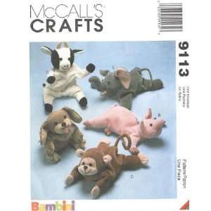  McCalls 9113   Bambini Animal Bean Bags   5 Patterns 