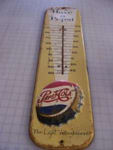 Vintage 1950s Pepsi Cola Thermometer  