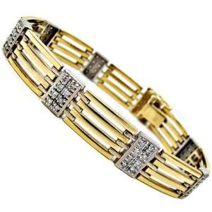    1.70ct Mens Round Diamond Bracelet 14k Yellow Gold Jewelry