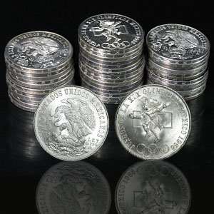  1968 Mexican Silver 25 Pesos Olympics (AU BU) ASW .5209 