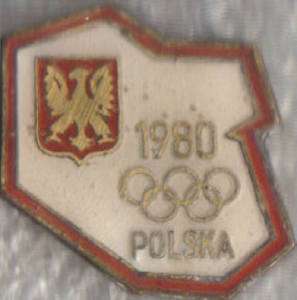 1980 Poland National Outline Olympic NOC Pin  