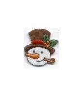 SNOWMAN HEAD SML W/HAT & PIPE IRON ON APPLIQUE/PATCH  
