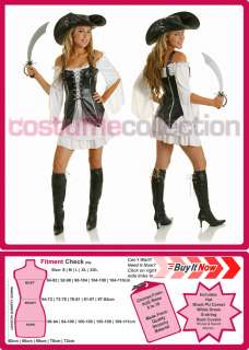   Pirate Wench Fancy Dress Halloween Costume Outfit Vest & Hat  