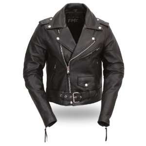 First Manufacturing Black Small Womens Classic Motorcycle Jacket