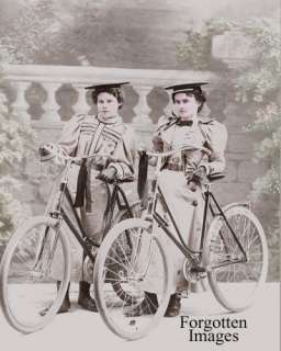 VICTORIAN WOMEN DISPLAYING BICYCLES 1890s PHOTOGRAPH  