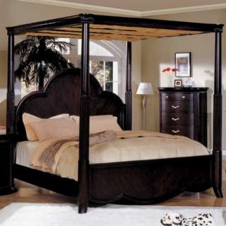   Dark Espresso Brown Canopy Poster Bed Only Bedroom Furniture  