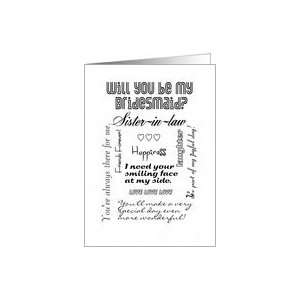  Will You Be My Bridesmaid Sister in Law Words Card Health 