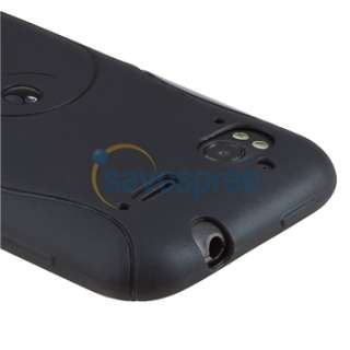 Black TPU Silicone Hydro Case+Privacy Screen Protector for HTC 