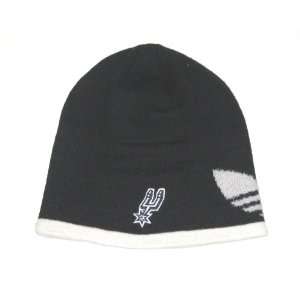   Spurs NBA Adidas Black and White Trim Knit Beanie Hat Sports