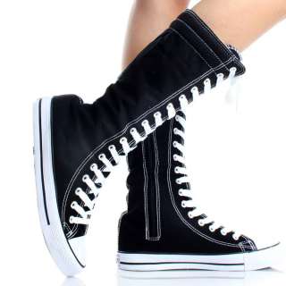   Flat Skater Punk Fashion Womens Skate Shoes Lace Up Boots  