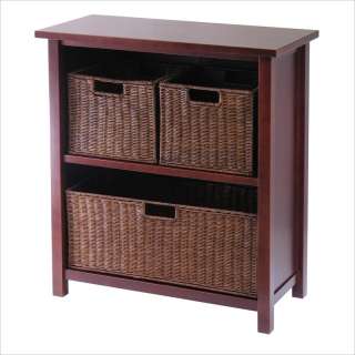 Winsome Milan 3 Tier Medium Shelf w/3 Wired Baskets Storage Cabinet 