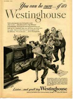 1948 Westinghouse Radio Phonograph 186 Record Player Ad  