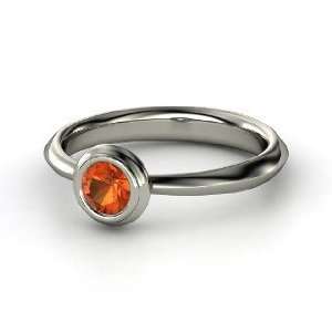  Bezel Ring, Round Fire Opal Sterling Silver Ring Jewelry
