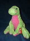 TY Pluffies STOMPS Green Dinosaur RETIRED NWT