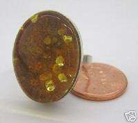 CUTE Baltic AMBER Ring INTRUIGUING SPARKLING INCLUSIONS  
