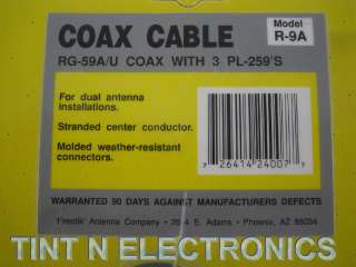 Firestik R 9A 3 x PL 259 Coax Cable For Dual Antenna  