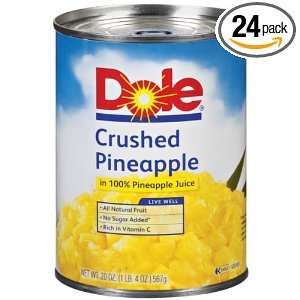 Dole Pineapple Crushed in 100% Pineapple Juice, 20 Ounce Cans (Pack of 