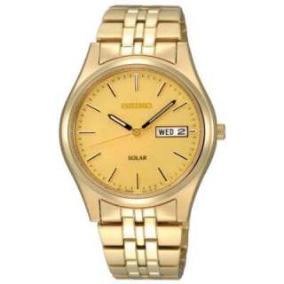 Seiko Mens SNE036 Gold Tone Solar Champagne Dial Watch  