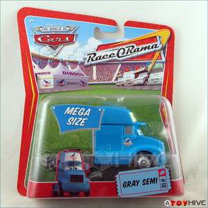 Disney Pixar Cars Gray Semi truck RaceORama Mega damaged package #10 