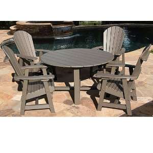  VIFAH Recycled Plastic Round Table & Adirondack Chair 
