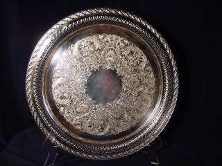   Wm. Rogers & Son Spring Flower Reticulated Chased Silver Serving Tray
