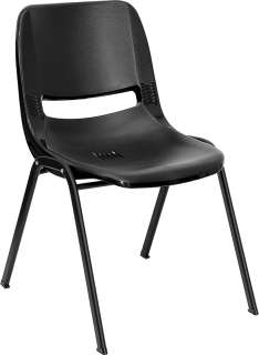 10) Black Ergonomic Shell Stack Chair [RUT EO1 BK GG]