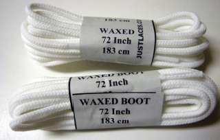 pair 72 inch Snow White Waxed Boot Laces Shoelaces  