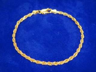 NEW REAL GOLD ON STERLING SILVER 7 ROPE BRACELET WRIST CHAIN SHIPS 