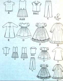 19 girl doll Sewing Pattern Dropwaist Sailor Dress Gown Coat Nitie 
