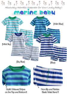   Toddler Kid Girl Boys Short Sleeve Sleepwear Set Marine Baby  