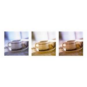  Coffee Cup Triptych Premium Poster Print, 24x8