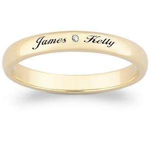   Gold over Sterling Diamond & Top Engraved Name Promise Band Jewelry