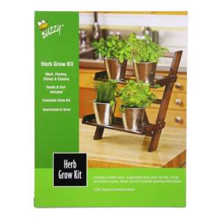  Herb Grow Kit w/Wooden Stand, Seeds, Soil & Pots 698942953401  