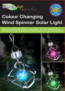 Solar Powered Spiral Colour Changing Wind Spinner Saturn Light Garden 