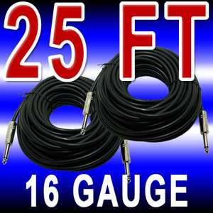 Pair 2 25ft 25 ft foot 1/4 Speaker Cables cords DJ PA  