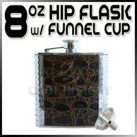   8oz Stainless Steel Alcohol Whiskey Hip Flask w/ Funnel Cup Cap  