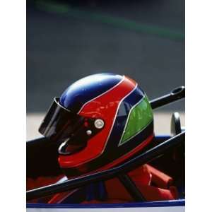 Race Car Driver in Black,Red and Green Helmet Premium 