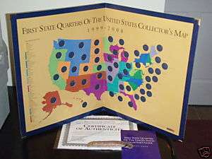 US State Quarter Map with all 50 US State Quarters Set  
